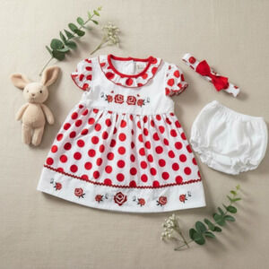 New Baby Girl Dress Set with matching headband size 6 to 9 months